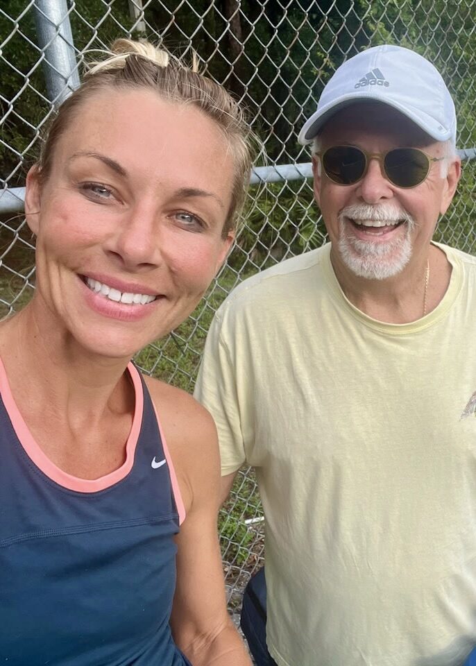 A local tennis player on the court at Al's Tennis Shop.