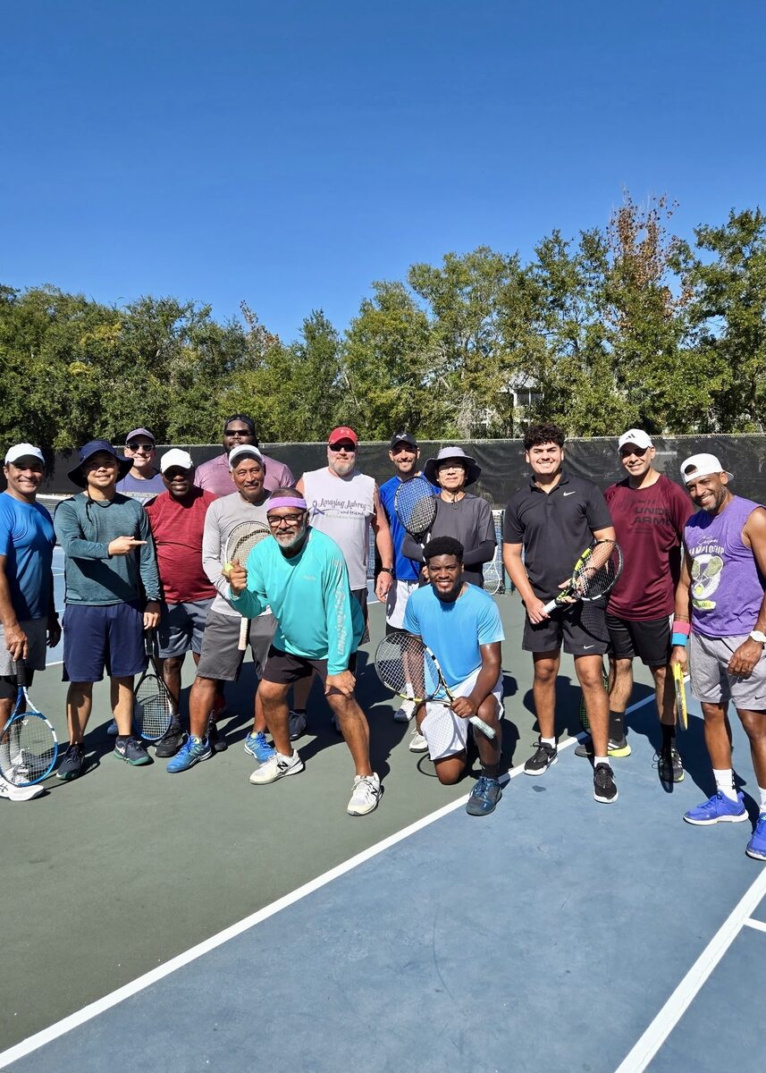 A local tennis player on the court.